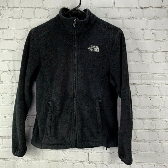 The North Face Osito Fleece Jacket size S Women Black Plush Zip Front Logos - Picture 1 of 6
